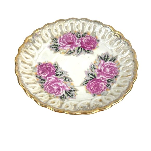 Vintage Lusterware Gilded Fine China Pearlized Tea Cup Reticulated Saucer Japan - Picture 6 of 9